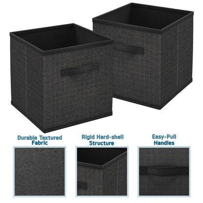 Nestl Foldable Fabric Storage Cubes - 6 Cube Organizer Bins, 11-Inch, Black, Ideal for Bedroom