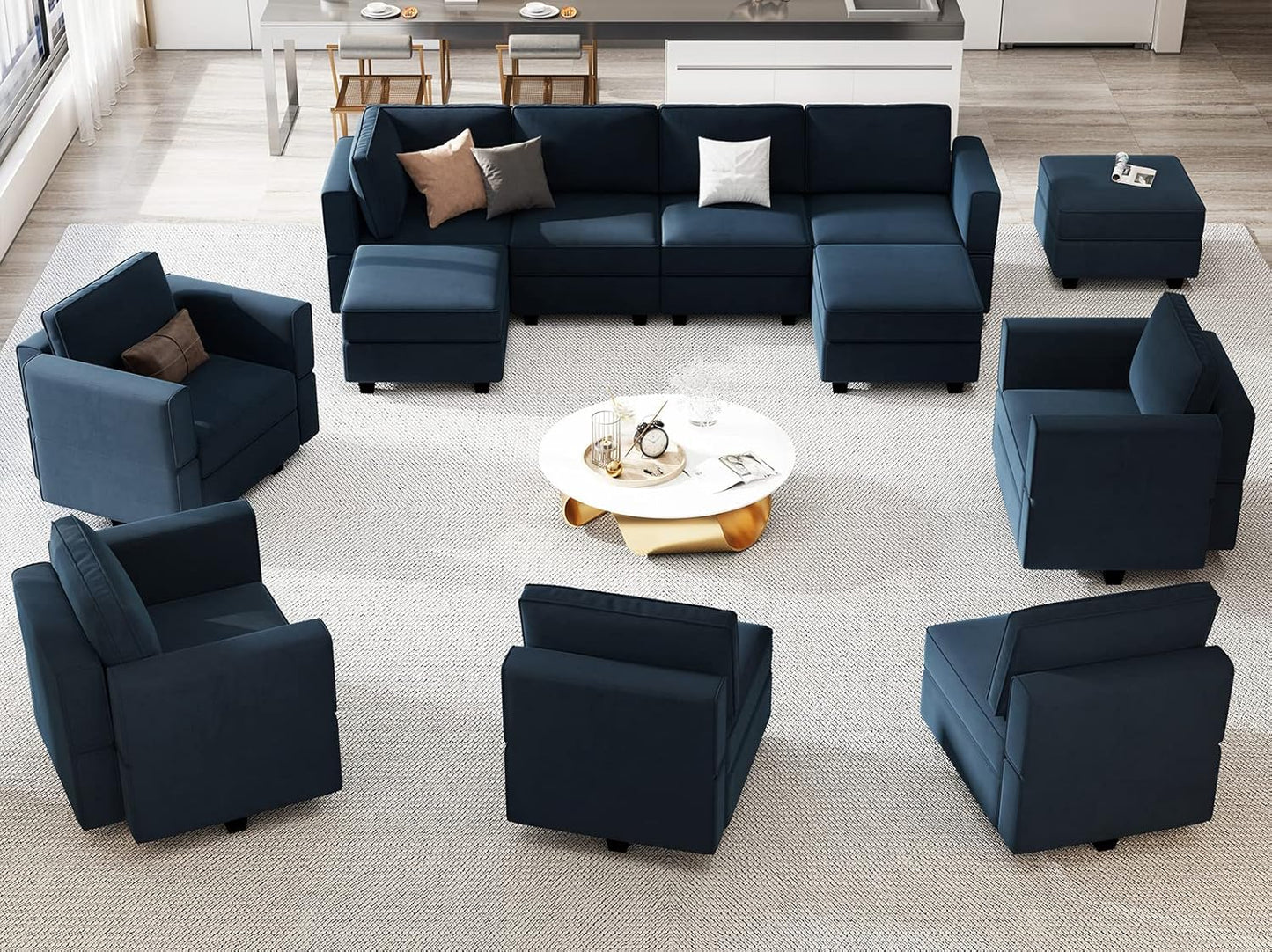 Belffin Modular Sectional Sofa with Storage Seats Velvet L Shaped Corner Couch Convertible