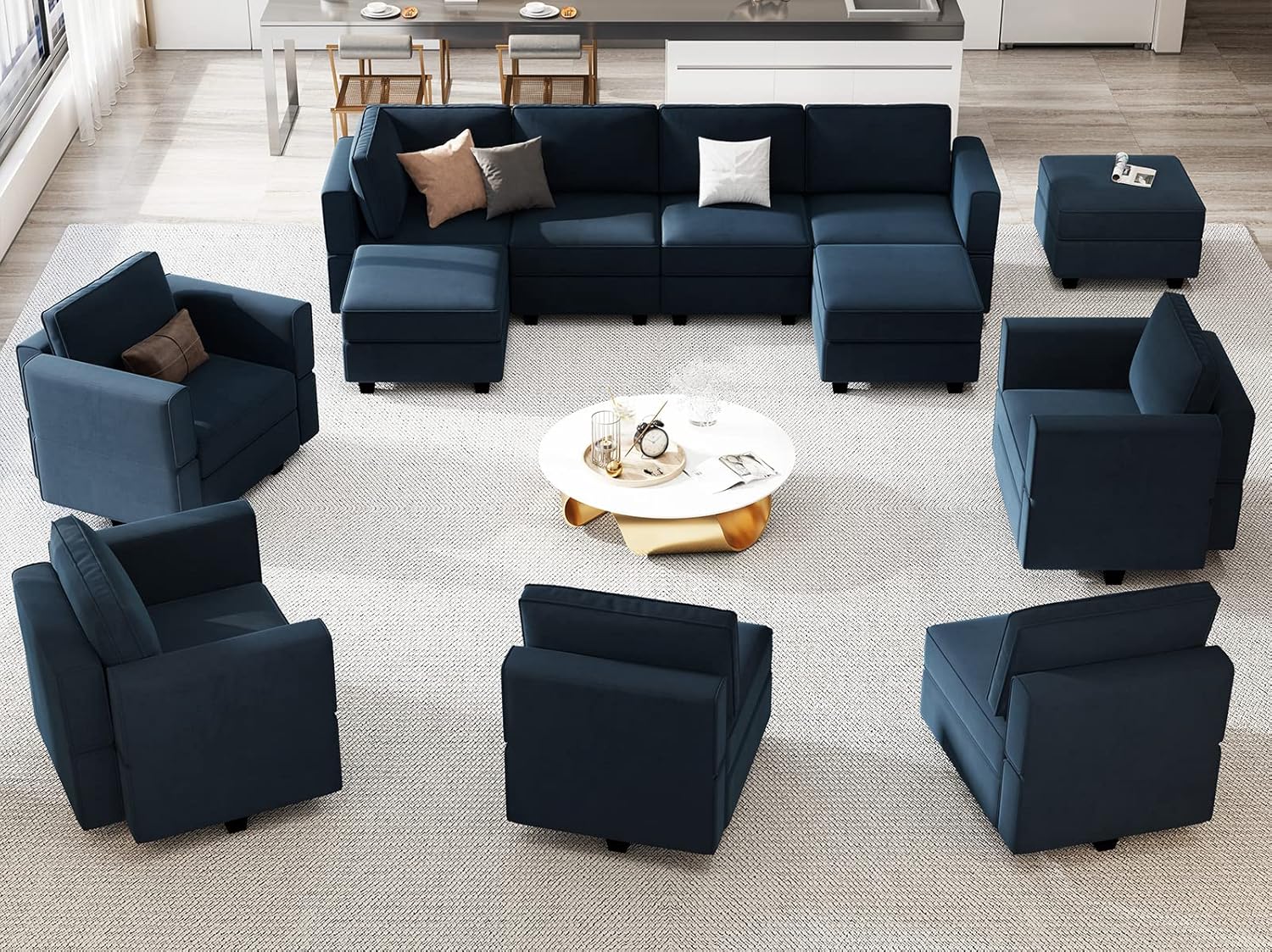 Belffin Modular Sectional Sofa with Storage Seats Velvet L Shaped Corner Couch Convertible