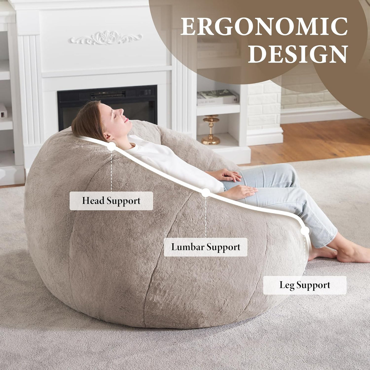 Hobestluk Bean Bag Chairs Large Bean Bag Couch for Adults Stuffed Sofa Chair Comfy Giant Bean Bag