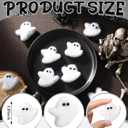 24 Pcs Halloween Felt Ghosts Wool Felted DIY Ornament Ghost for Halloween Party Decoration Home