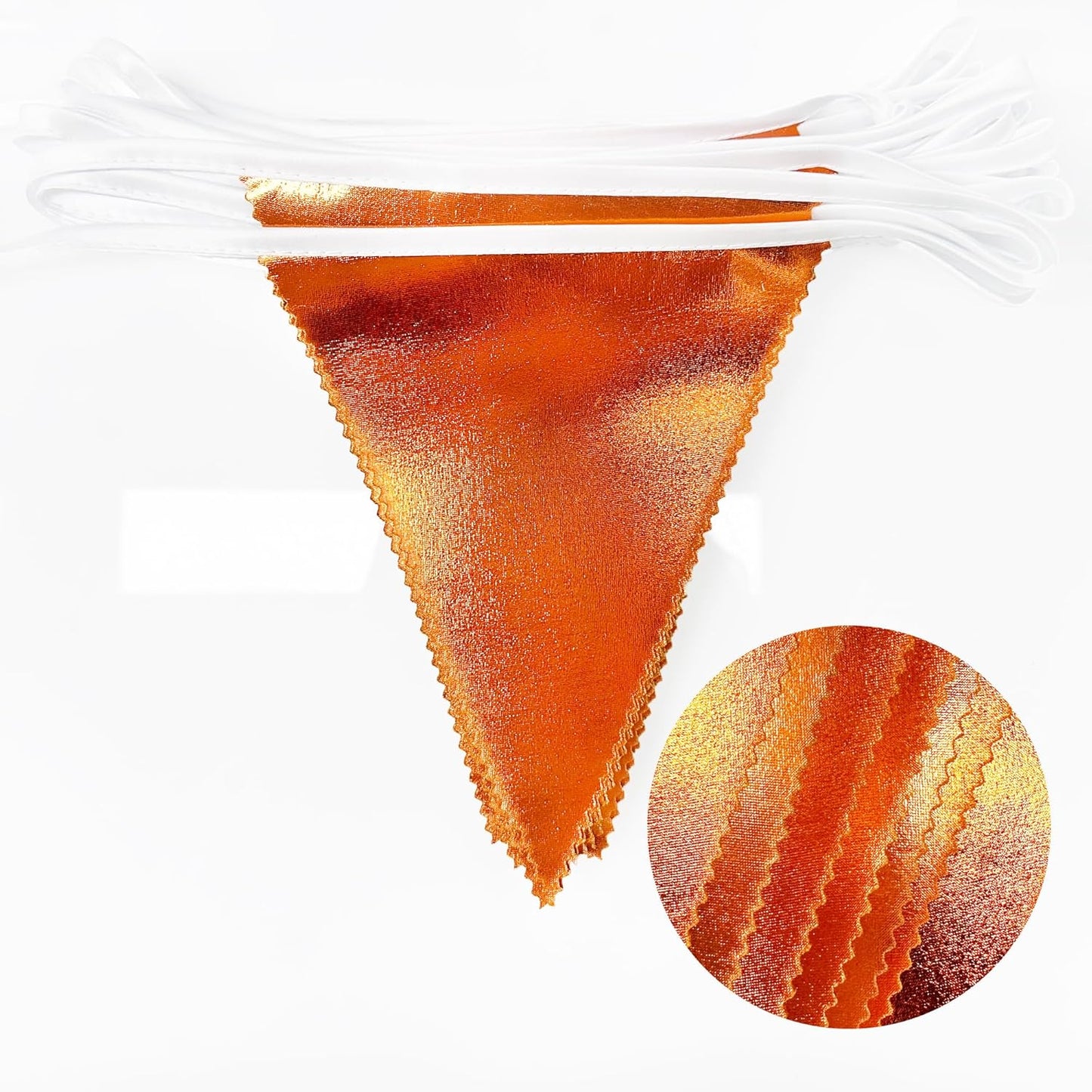 Orange Party Decorations Metallic Fabric Triangle Pennant Banner Flag Bunting Garland for Fall