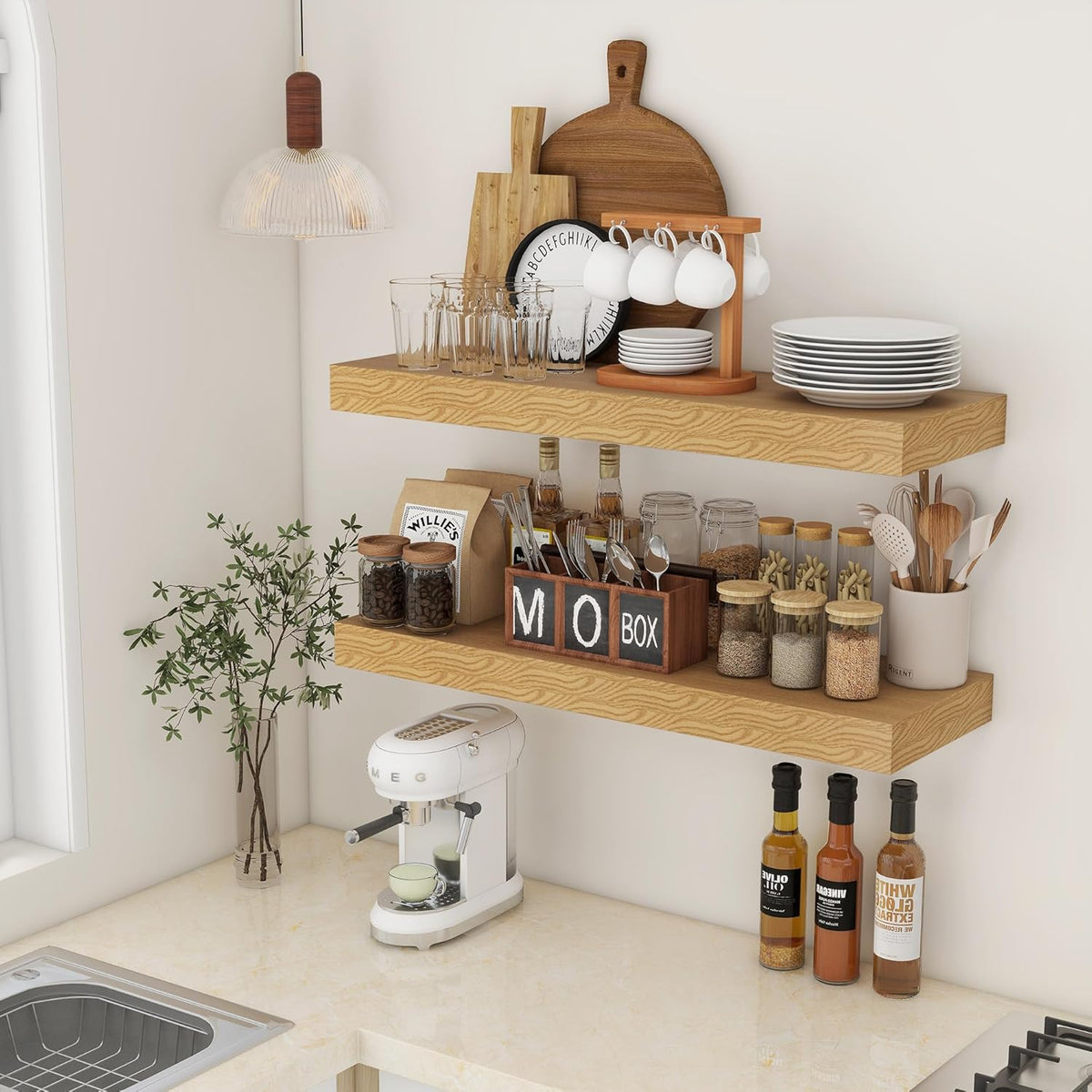 Deep Floating Shelves for Wall, 35.4W x 11.6D Rustic Large Wall Shelves Set of 2, 11.6 Inch Deep
