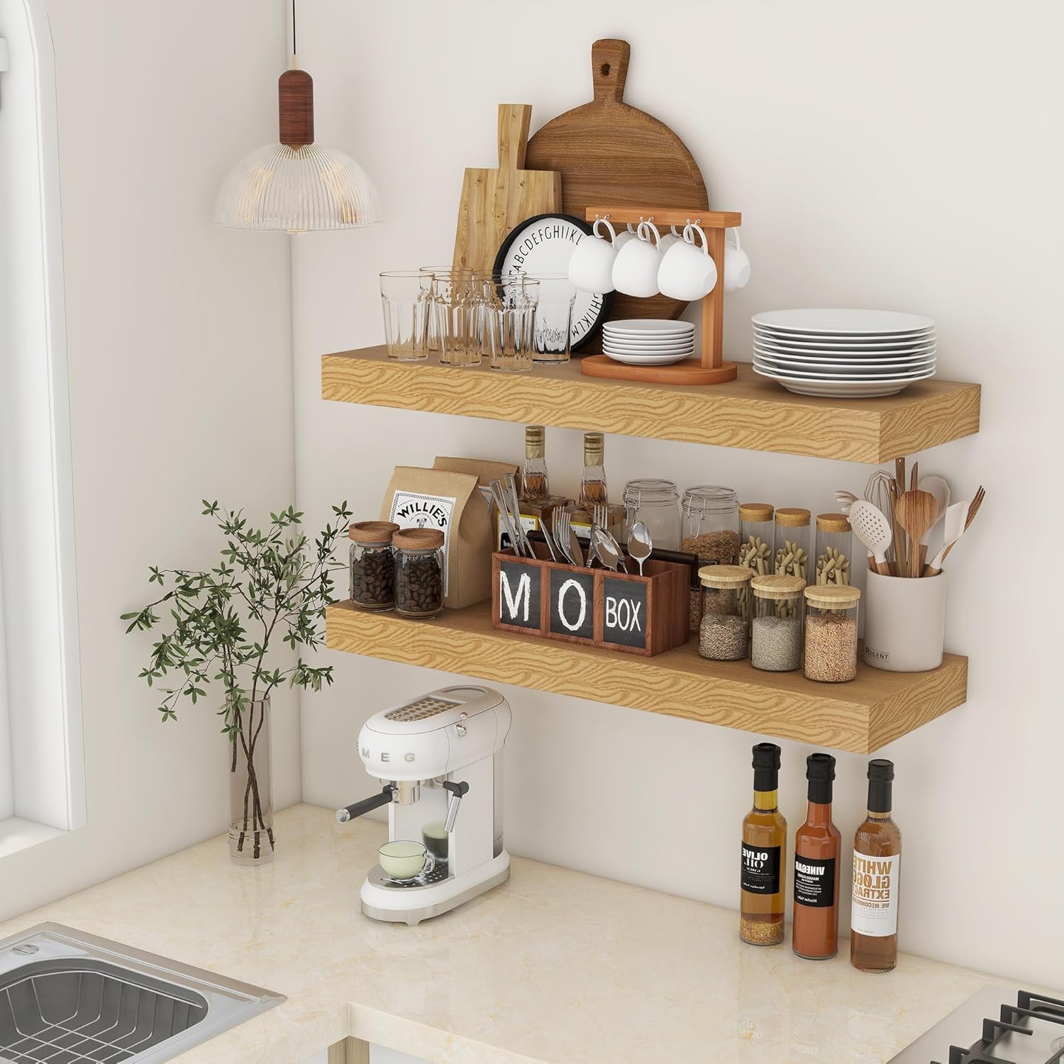 Deep Floating Shelves for Wall, 35.4W x 11.6D Rustic Large Wall Shelves Set of 2, 11.6 Inch Deep