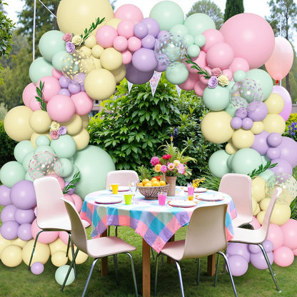 Amandir 153pcs Pastel Balloons Garland Arch Kit, Different Sizes 18 12 10 5inch Pastel Pink Yellow