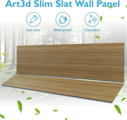 Art3d 4-Pack Glue-On Fine Bar Wainscoting Panel for Interior Wall Decor - 104 x 12 Inch Polystyrene