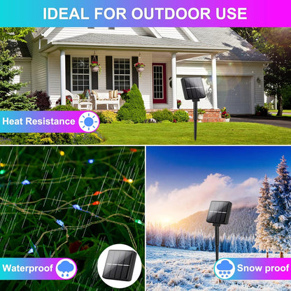 Brightever 4-Pack Solar Outdoor String Lights 288FT, Each 72FT 200 LED Solar Powered Multicolored
