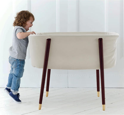 Sova Portable Baby Bassinet, Mid-Century Design with Extra Deep Walls for Newborns and Babies