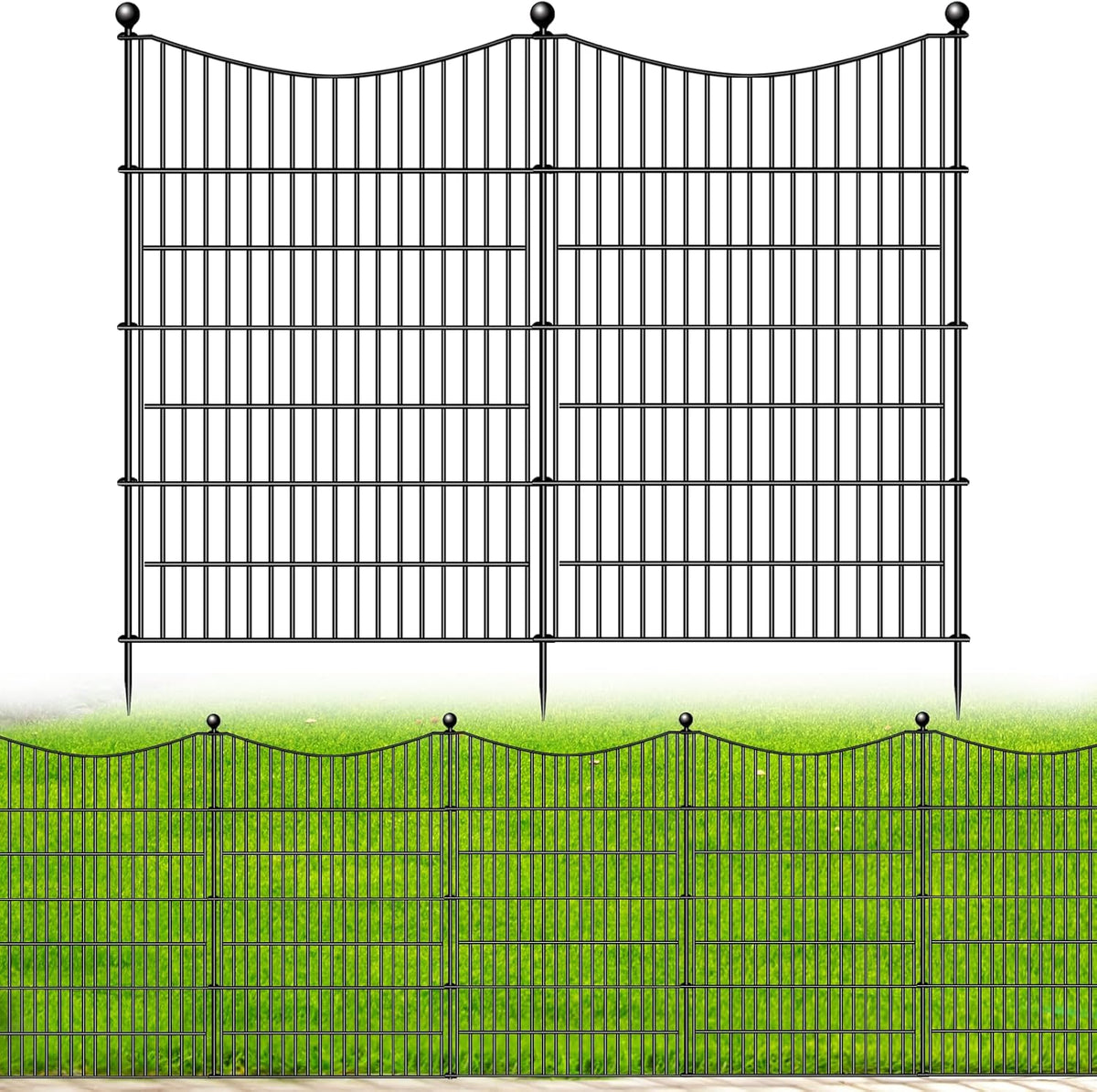 8 Panels No Dig Dog Fence Outdoor for Yard, 48 in(H) X 21 ft(L) Decorative Tall Garden Fence Animal