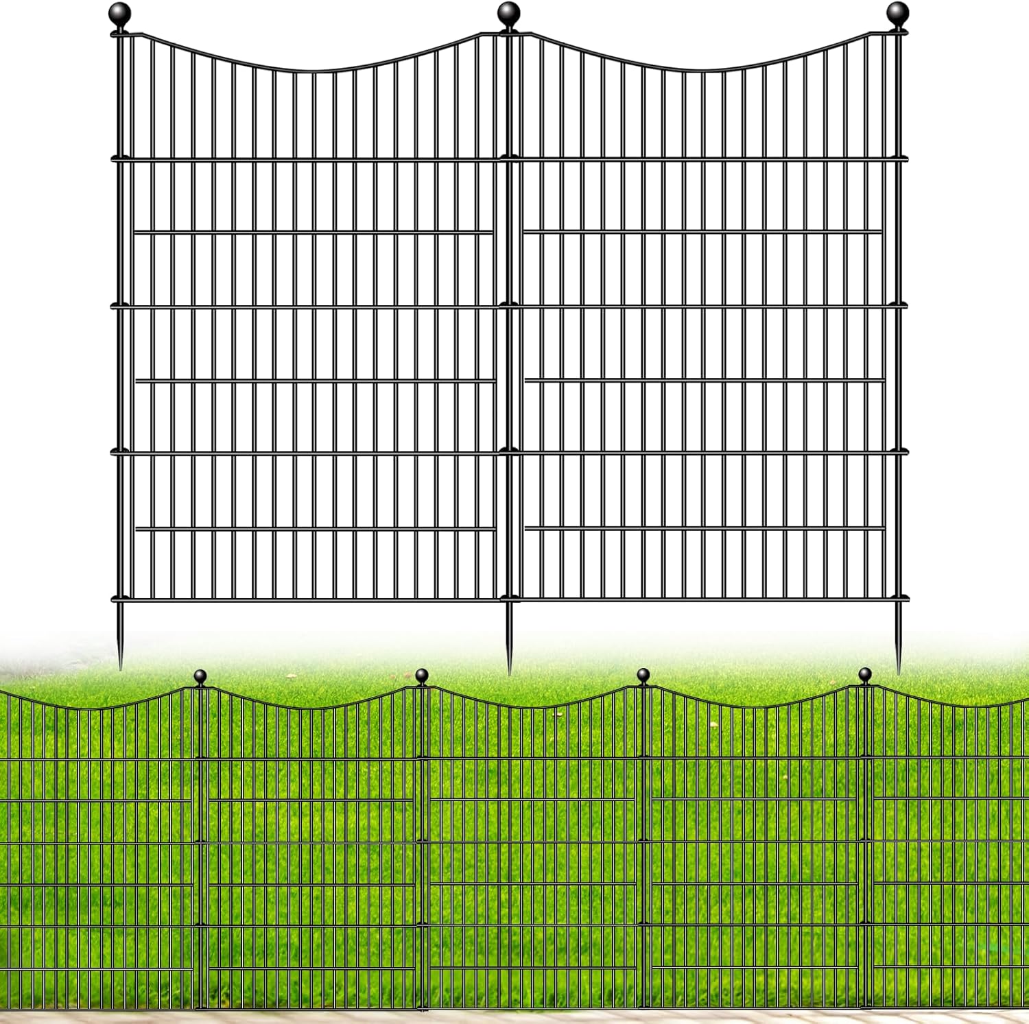 8 Panels No Dig Dog Fence Outdoor for Yard, 48 in(H) X 21 ft(L) Decorative Tall Garden Fence Animal