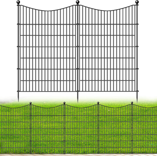8 Panels No Dig Dog Fence Outdoor for Yard, 48 in(H) X 21 ft(L) Decorative Tall Garden Fence Animal