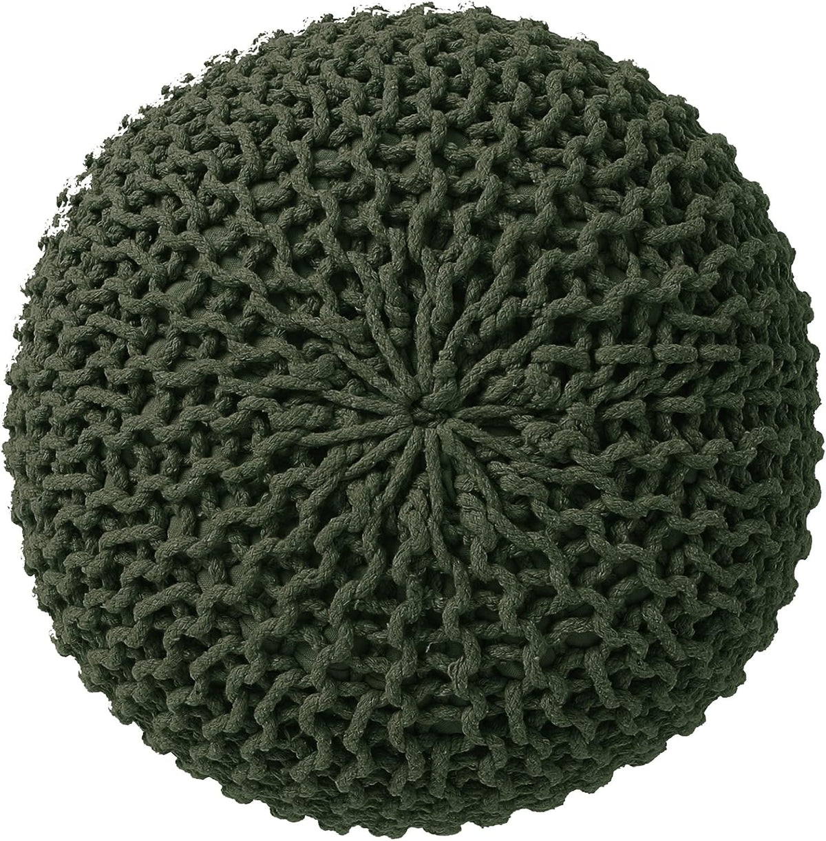 REDEARTH Round Hand Knitted Pouf - Foot Stool Bean Bag Ottoman - Cord Boho Pouffe - Poof Accent