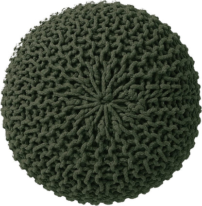 REDEARTH Round Hand Knitted Pouf - Foot Stool Bean Bag Ottoman - Cord Boho Pouffe - Poof Accent