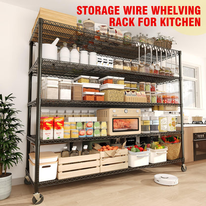 Garvee 5-Tier Storage Shelves Metal Shelving Units with Wheels for Garage