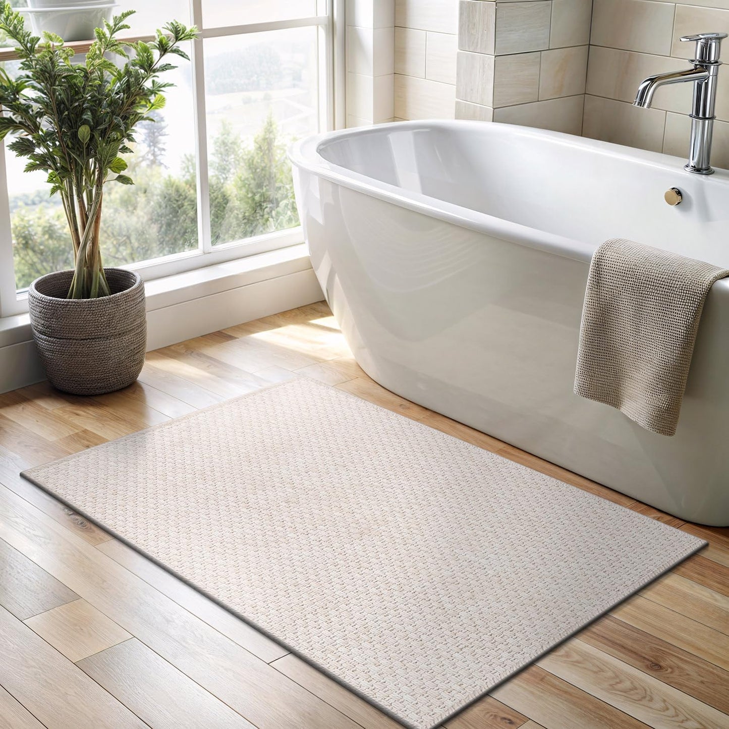 CAMILSON Easy Jute Rug 2x3, Indoor Outdoor Off-White Farmhouse Area Rugs for Living Room and