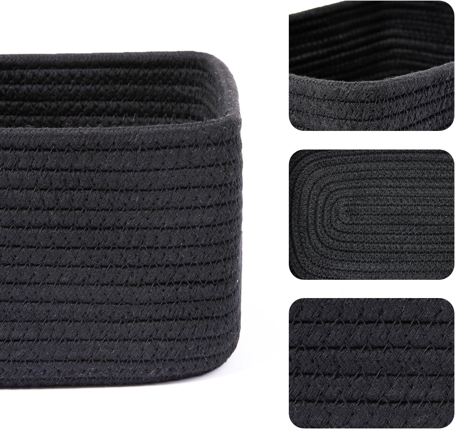 Small Storage Baskets for Organizing | Closet Organizer Bins | Shelf Toy Basket | Woven Rope