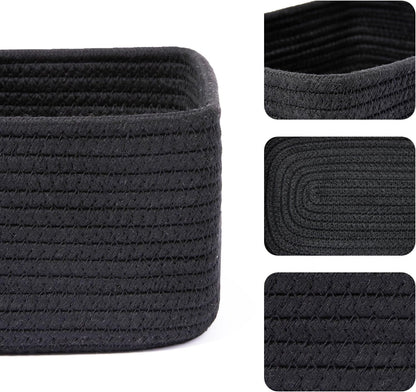 Small Storage Baskets for Organizing | Closet Organizer Bins | Shelf Toy Basket | Woven Rope