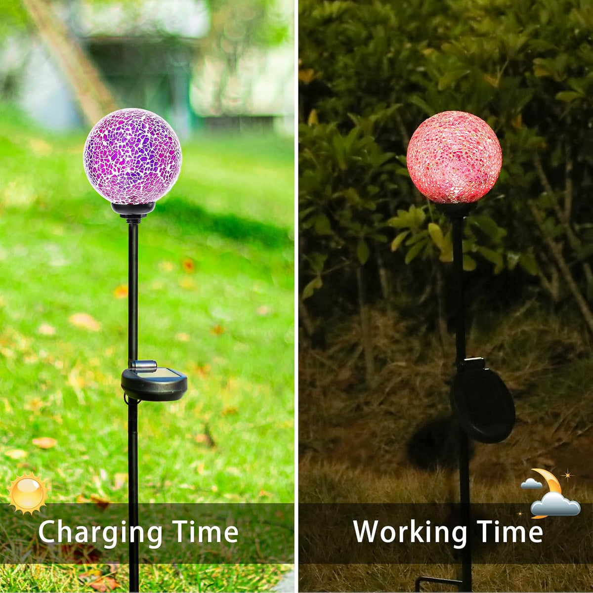 VCUTEKA Solar Garden Lights - Mosaic Solar Lights Outdoor Decor Pathway Light Waterpoof LED Stake