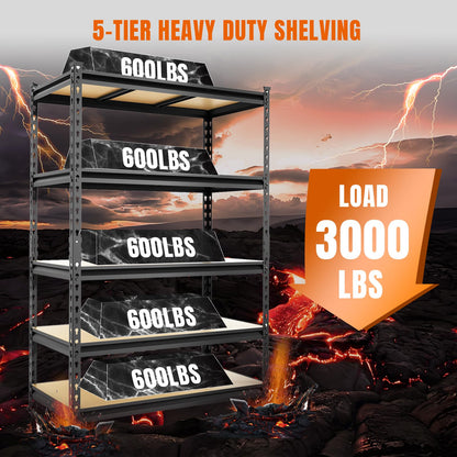 Big RED Storage Shelving Unit, 5-Tier Adjustable, Heavy Duty Metal Garage Shelves/Utility Rack for