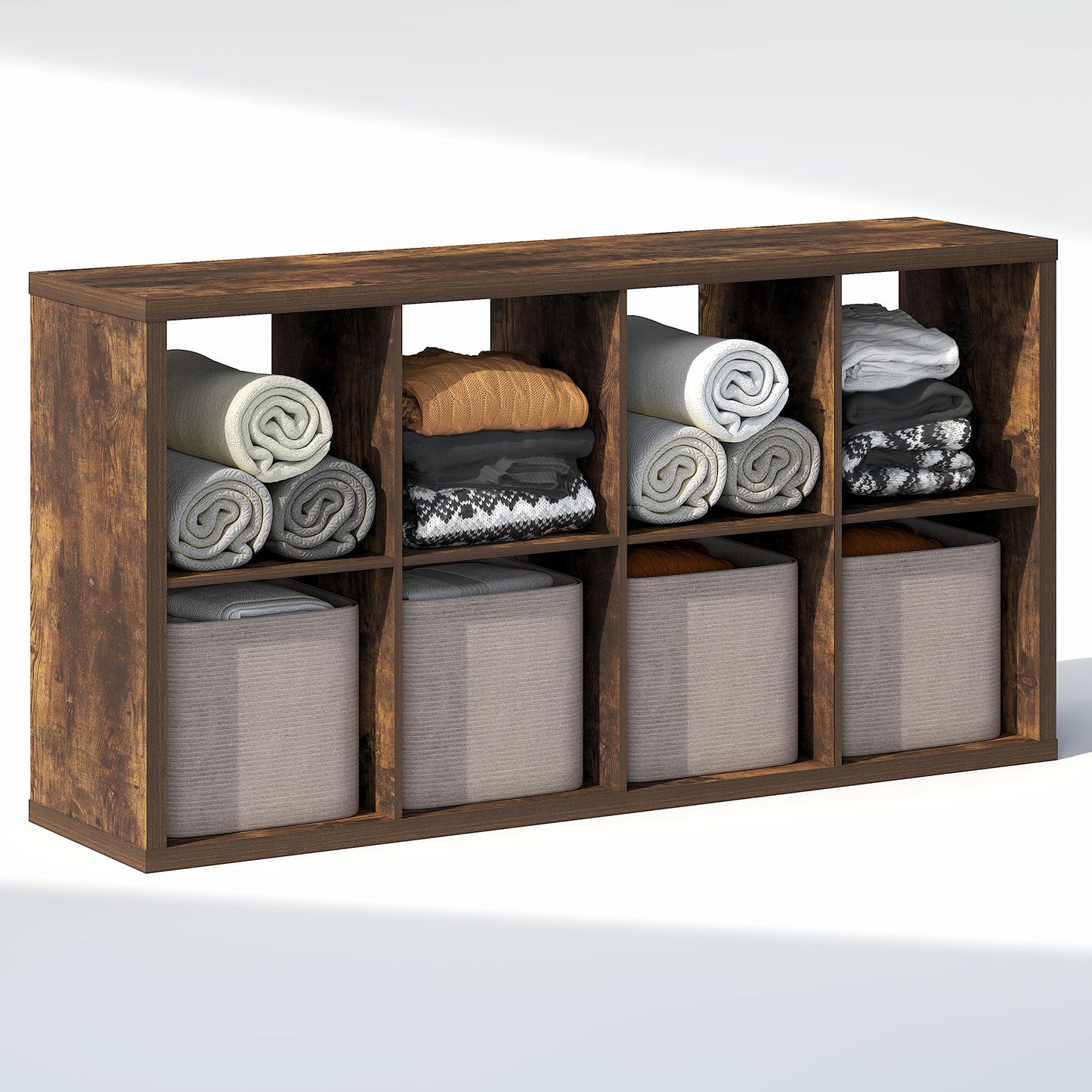 Furinno Cubic Extra Thick 8-Cube Closet Organizers and Storage, Amber Pine