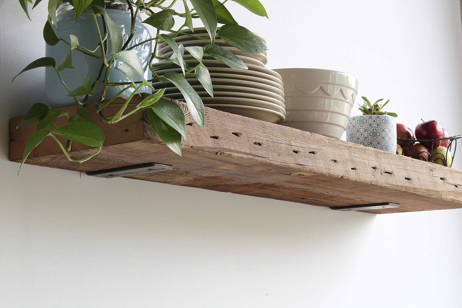 Urban Legacy Reclaimed Barn Beam Deep Shelves | Deep Shelves with Brackets Included, Set of 2 |