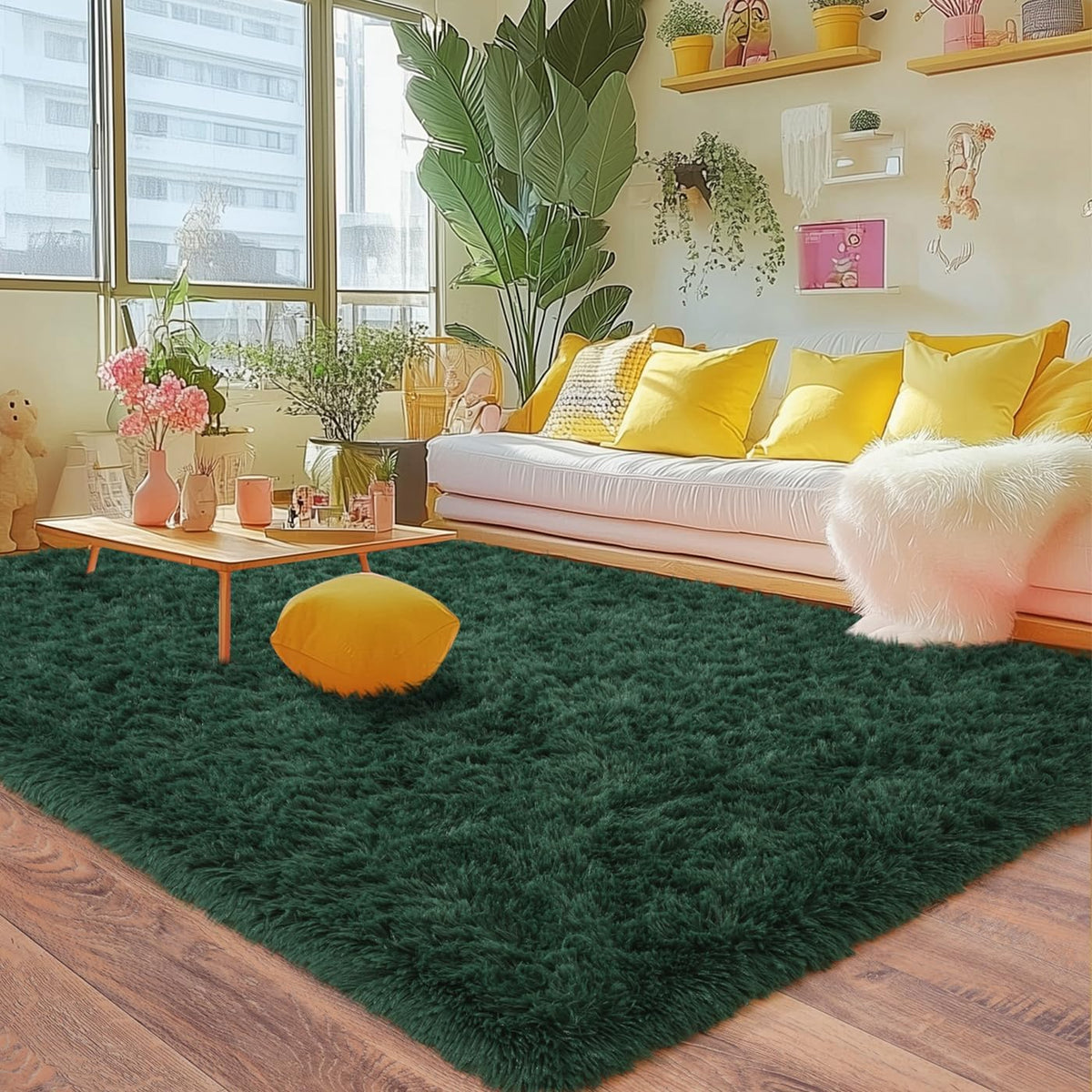 Rezutan 6x9 Feet Shaggy Area Rug - Super Soft Plush Fuzzy Modern Living Room Bedroom Rug for Kids