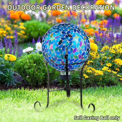 VOREEN 10-Inch Gazing Ball Glass Mosaic Gazing Globe, Outdoor Reflective Ball Yard Decoration for