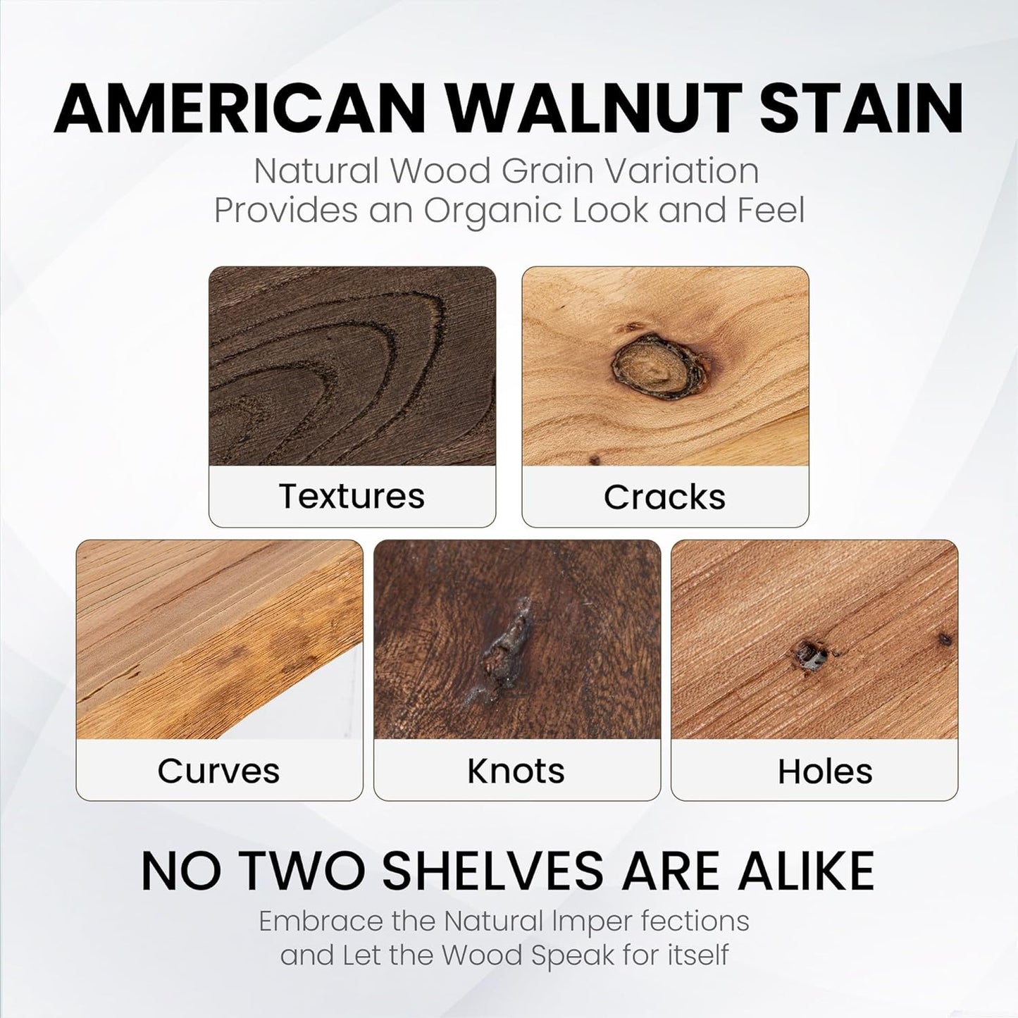 Floating Shelves for Wall, 24" Live Edge Solid Elm Wood Floating Shelf, Wall-Mounted Display