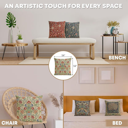Charlotte Home Furnishings Throw Pillow Covers 16x16 in, Single Stem Decorative Couch Pillow Cover