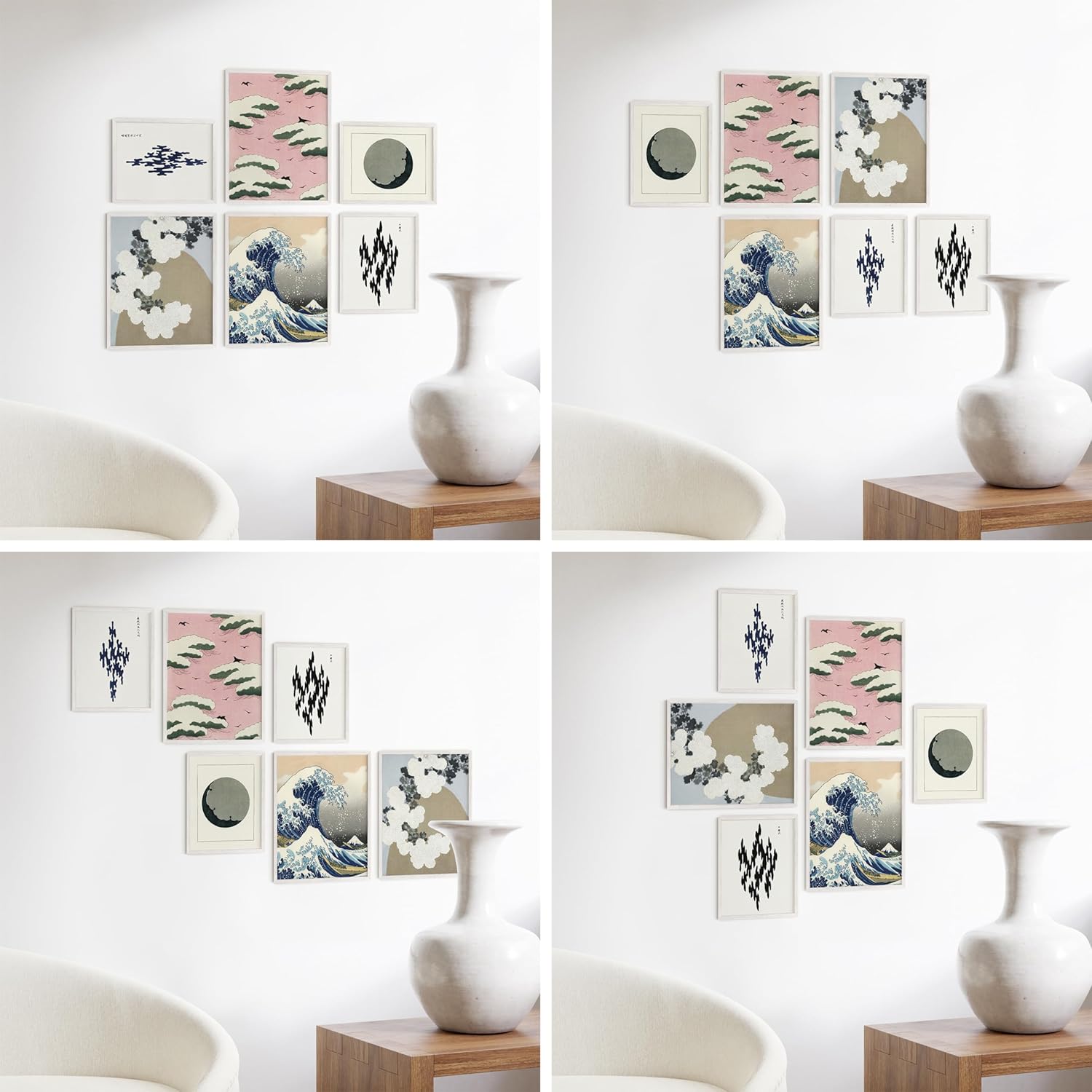 HAUS AND HUES Three 8x10, Three 11x14 - Framed White