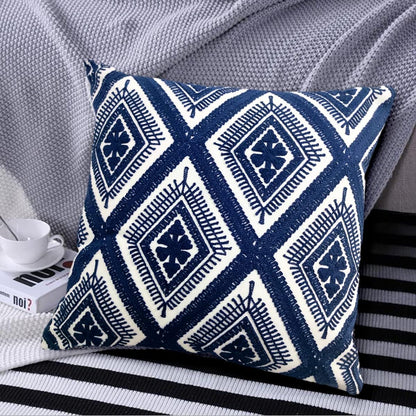 Alysheer Embroidered Decorative Throw Pillow Covers 18x18 inches Set of 2 Pieces, Boho Geometric
