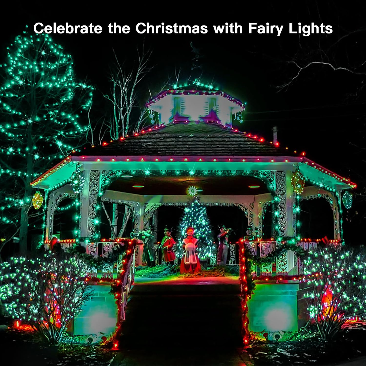 suddus Green Christmas Lights Battery Operatd, 66ft 200LED St Patricks Day Decorations Indoor