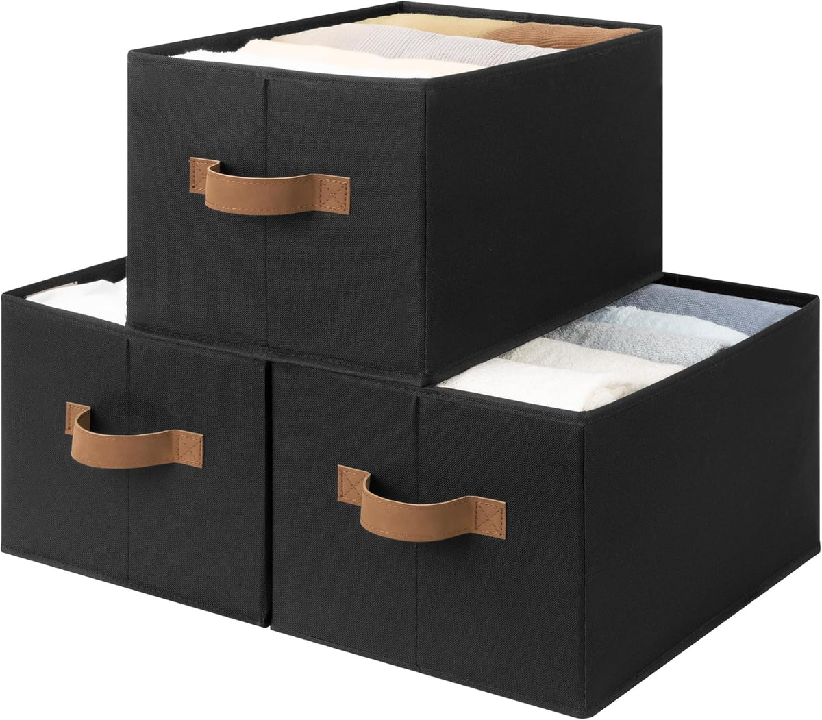 StorageWorks Storage Baskets for Shelves, Foldable Fabric Closet Storage Bins with Handles, Clothes