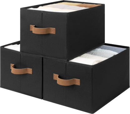 StorageWorks Storage Baskets for Shelves, Foldable Fabric Closet Storage Bins with Handles, Clothes