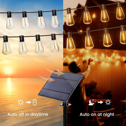 OHLUX 120FT Solar String Lights Outdoor with Remote, 2200K Soft Warm Patio Lights with 52
