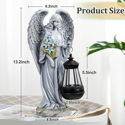 Solar Angel Outdoor Garden Decor Statues – 13.2 inches Solar Outdoor Sculptures for Outside Yard