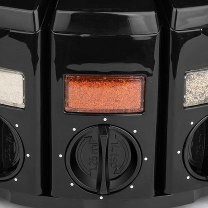 Kitchen Art Spice Rack Select-A-Spice Auto-Measure Carousel 12 Compartments Black 8.75 x 8.75 x 6