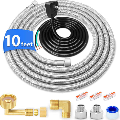 Dishwasher Installation Kit - 10 FT Stainless Steel Dishwasher Hose with 3/8" Compression