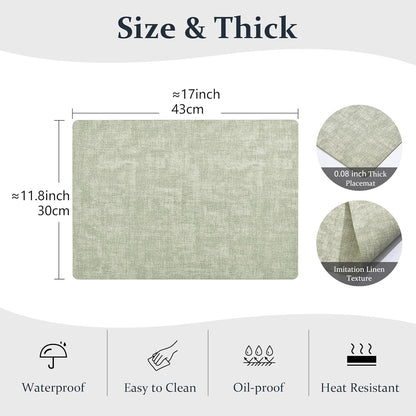 FROMHEART Faux Leather Placemats Set of 12–Waterproof,Heat/Oil Stain-Resistant PU Table
