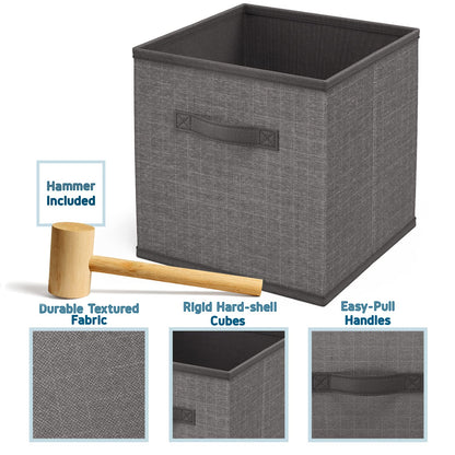 12 Cube Storage Organizer, Gray Storage Cubes Organizer Shelves, Sturdy Cubbies Storage Shelves