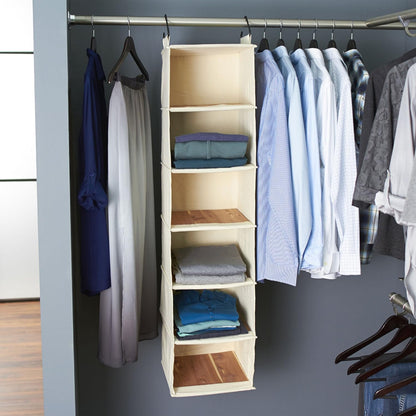 Household Essentials Cedarline 6-Shelf Hanging Closet Organizer, Heavy-Duty Cotton Canvas