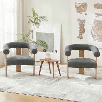 VKNOW Accent Chair Living Room Chair, Modern Upholstered Armchair with Solid Wood Legs, Comfy