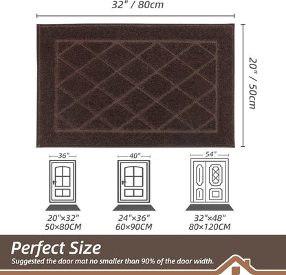 BEQHAUSE Dirt Trapper Door Mat 20" x 32", Doormat Non-Slip Entryway Rugs Washable, Dog Door Mat