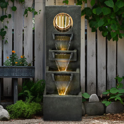 Naturefalls 39.3” H Modern Outdoor Fountain - 4-Tiered Outdoor Garden Fountains with Contemporary