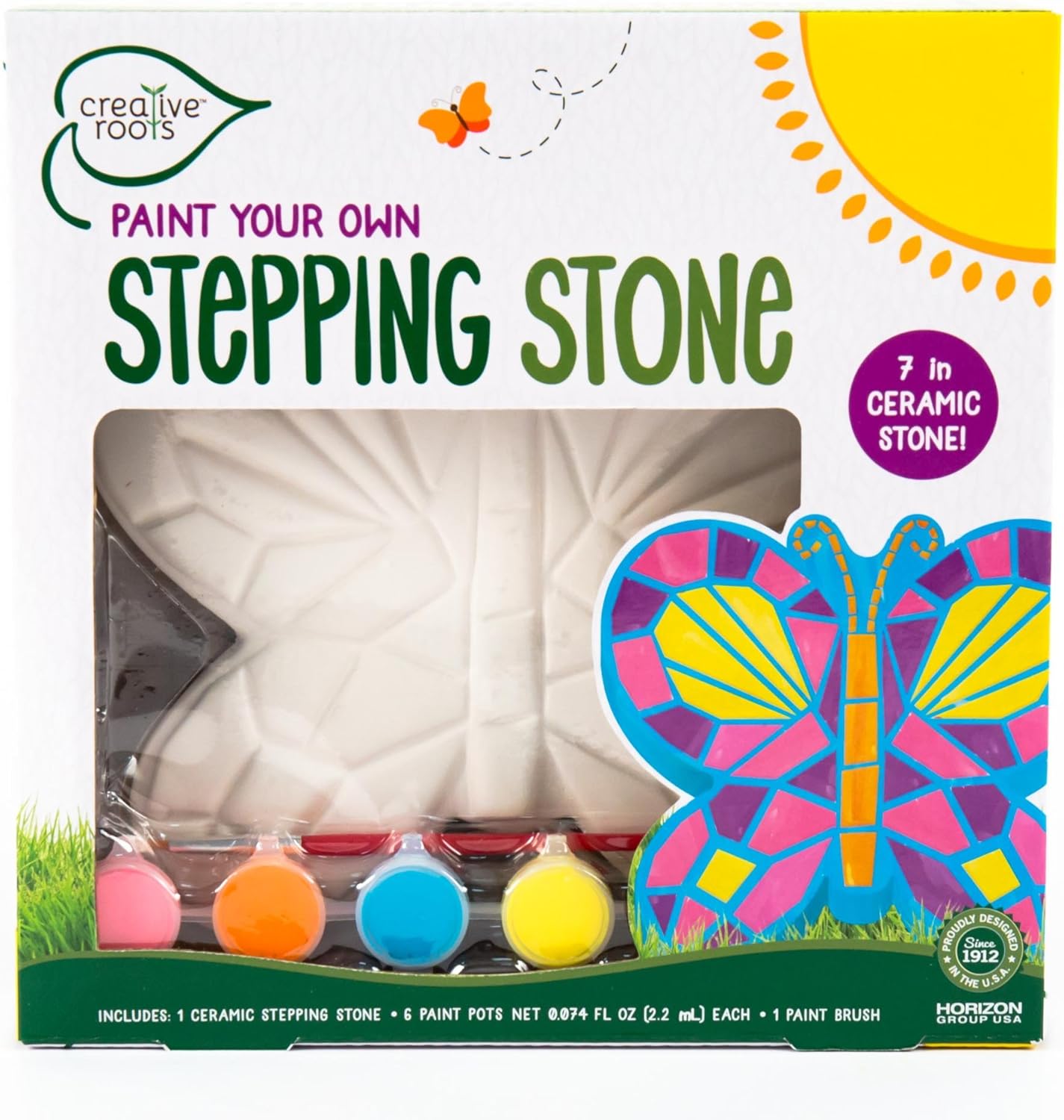 Creative Roots Mosaic Butterfly Stepping Stone Kit, Includes 7-Inch Ceramic Stepping Stone & 6