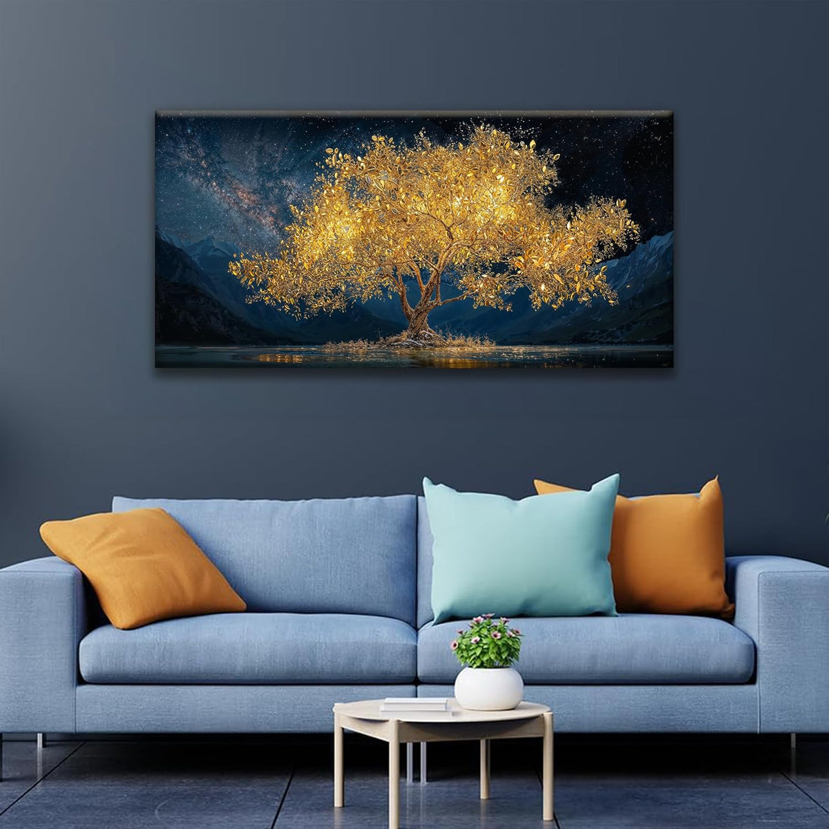Wall Art For Living Room Gold Tree Of Life Landscape Print Painting Modern Canvas Art Wall Decor