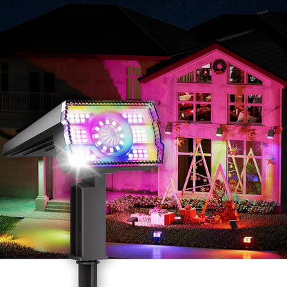 Solar Spot Lights Outdoor 2-Pack Multicolor IP65 Waterproof RGB - 6 Colors, 2 Modes, 105°