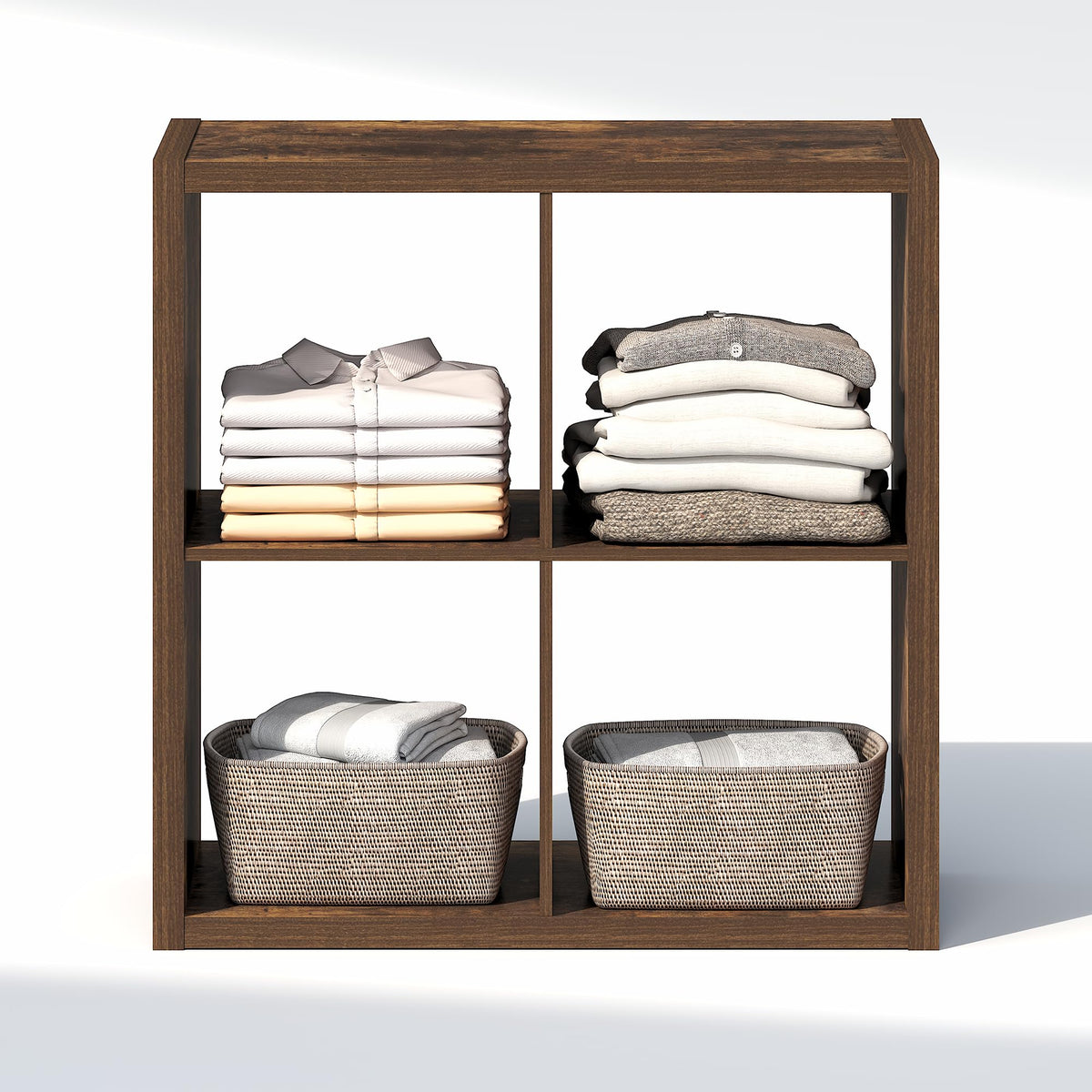 Furinno Cubic Extra Thick 4-Cube Closet Organizers and Storage, Amber Pine