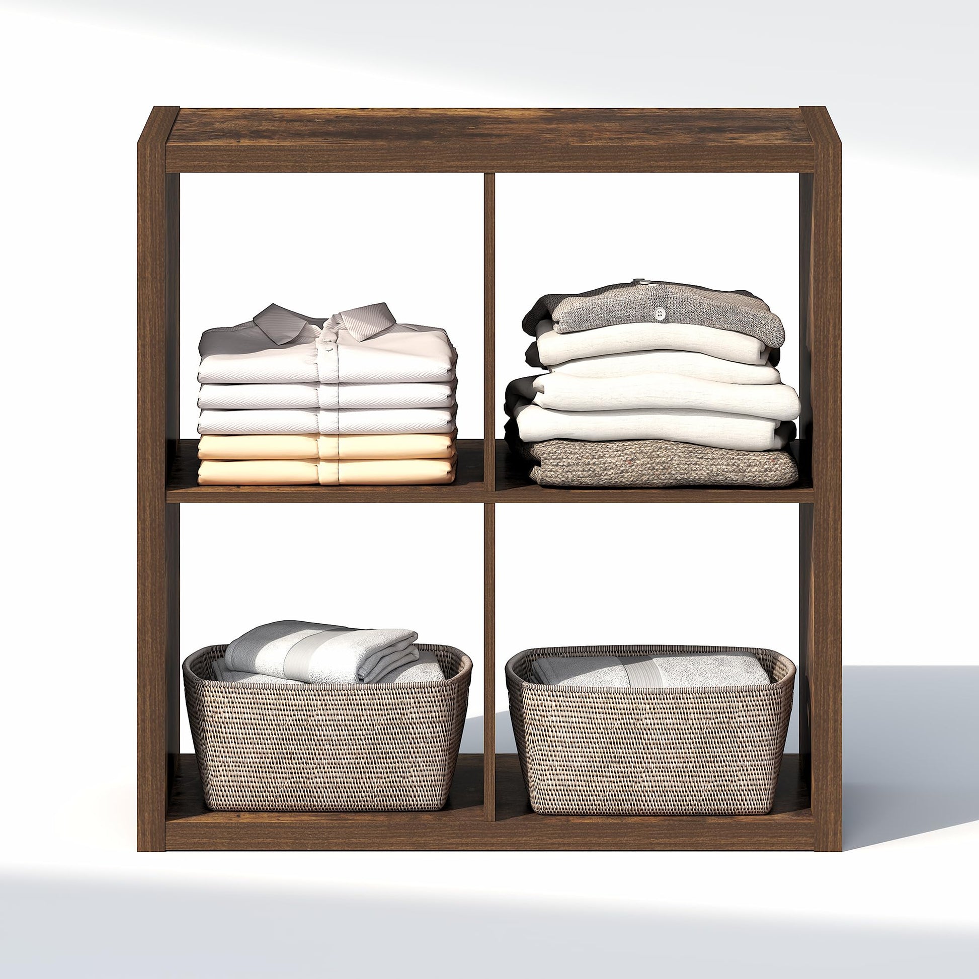 Furinno Cubic Extra Thick 4-Cube Closet Organizers and Storage, Amber Pine