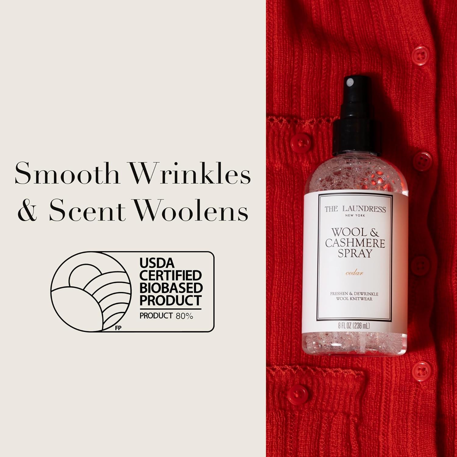 The Laundress Wool and Cashmere Fabric Spray, Wool Dewrinkle Spray, Upholstery and Linen Spray